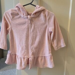 Old Navy Girls' Light Pink Hooded Zip Peplum Sweatshirt